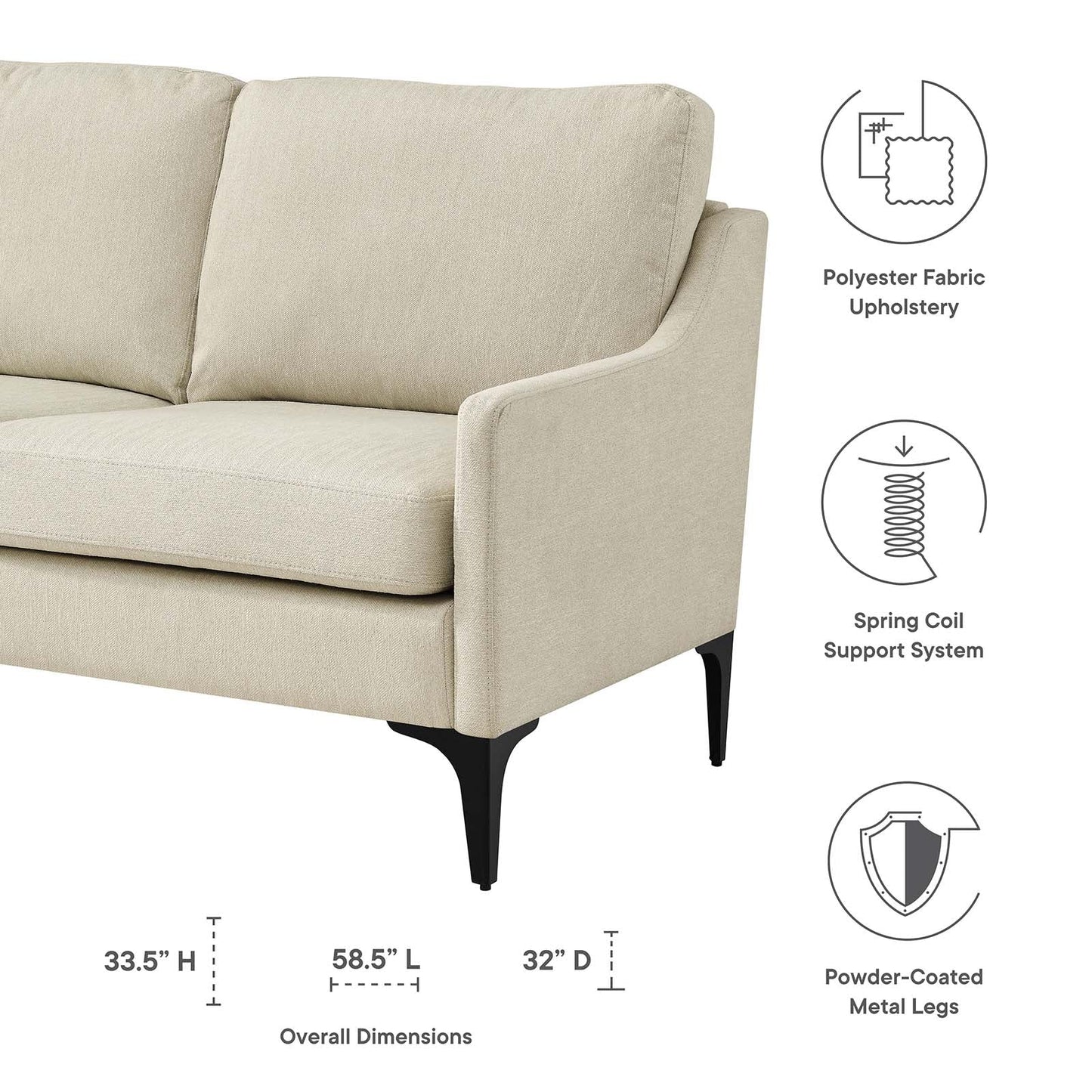 Corland Upholstered Fabric Loveseat Beige EEI-6021-BEI