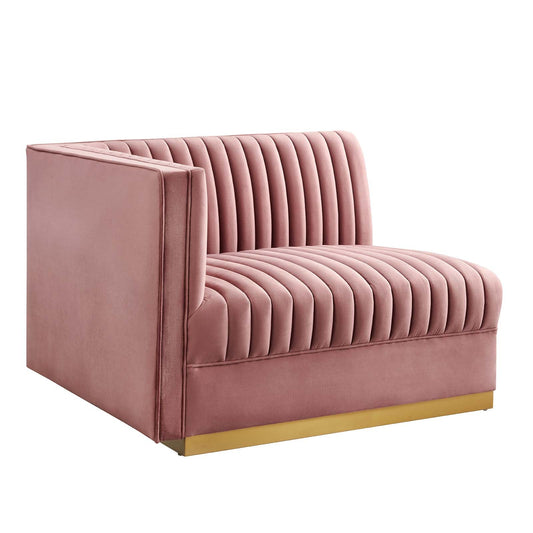 Sanguine Channel Tufted Performance Velvet Modular Sectional Sofa Left-Arm Chair Dusty Rose EEI-6031-DUS