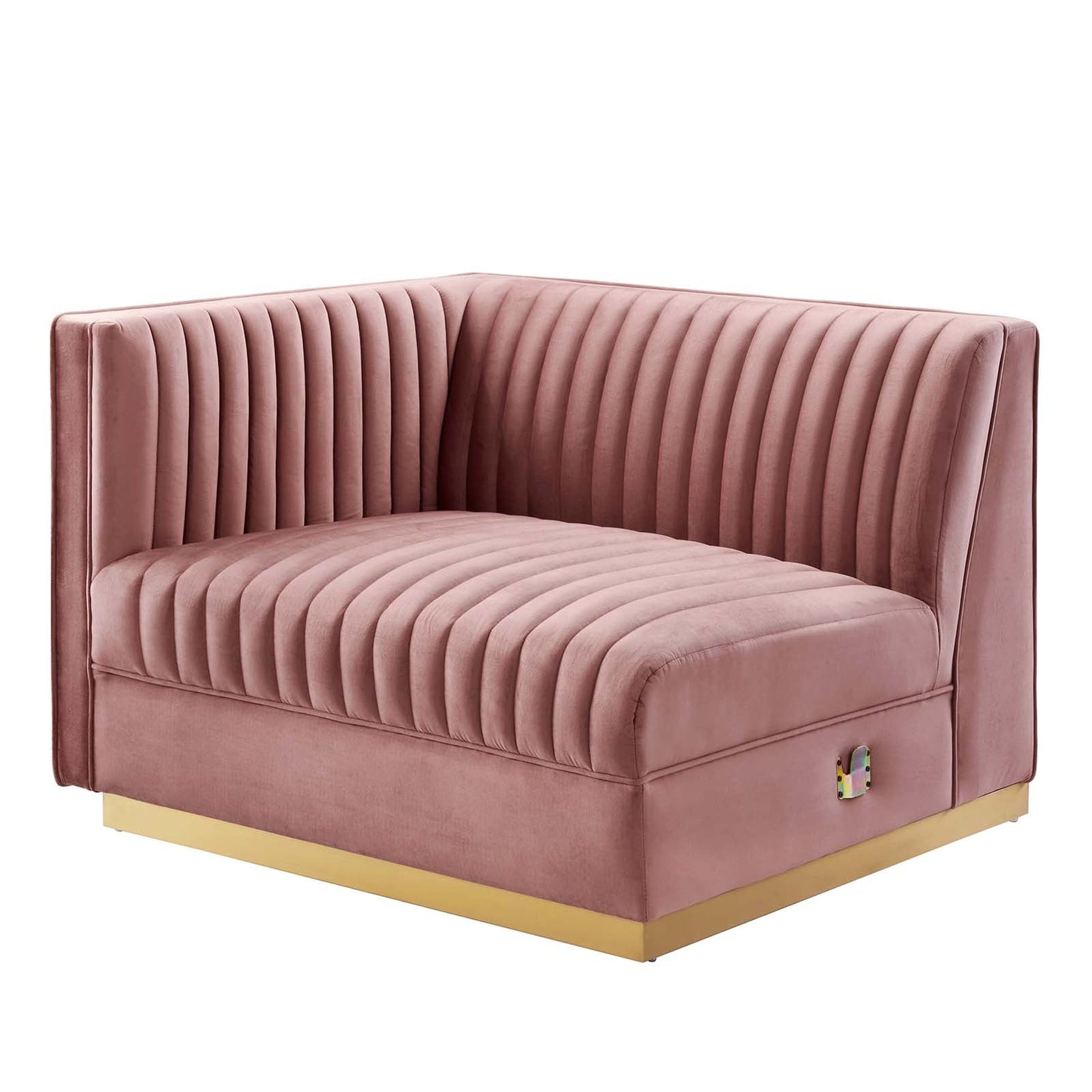 Sanguine Channel Tufted Performance Velvet Modular Sectional Sofa Left-Arm Chair Dusty Rose EEI-6031-DUS