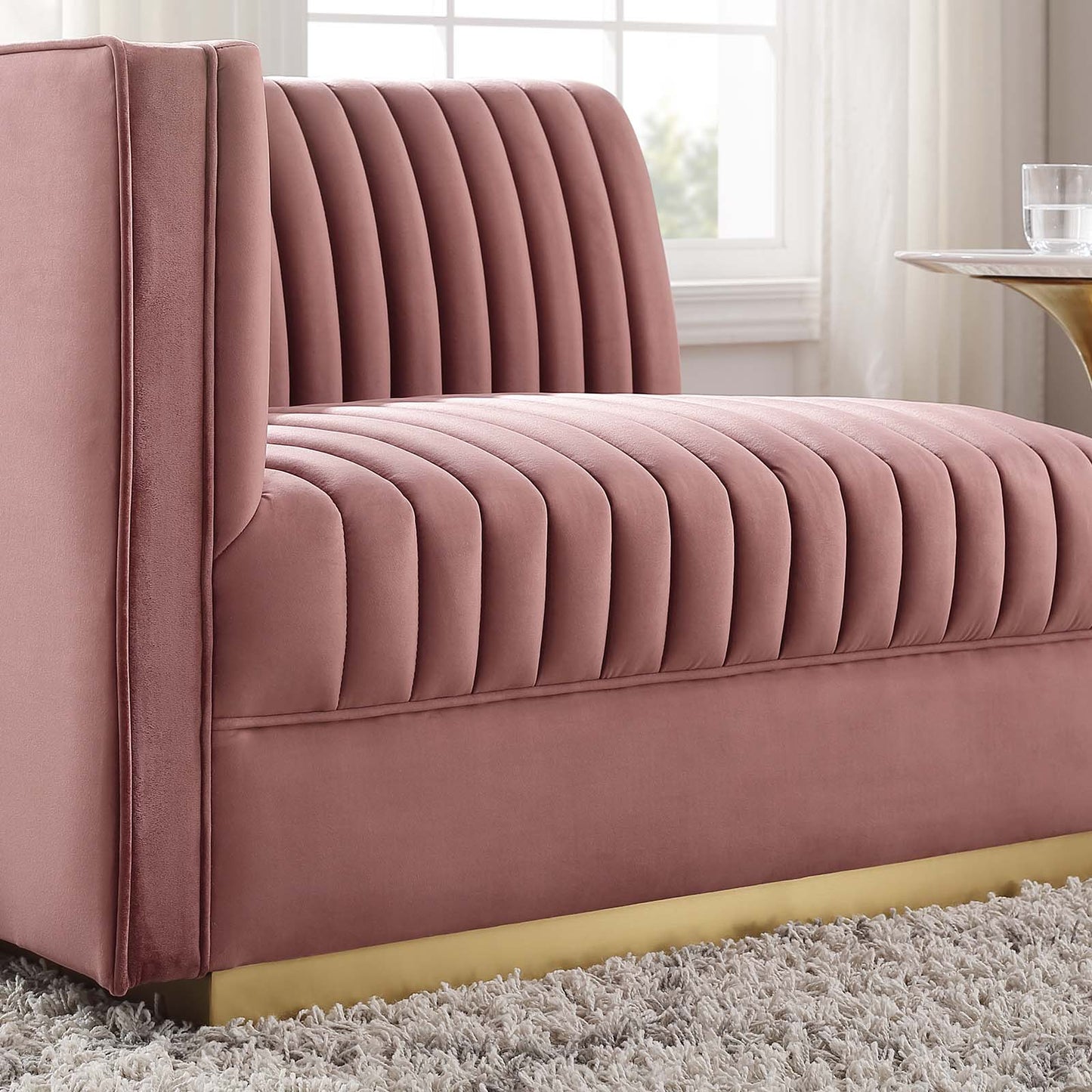 Sanguine Channel Tufted Performance Velvet Modular Sectional Sofa Left-Arm Chair Dusty Rose EEI-6031-DUS