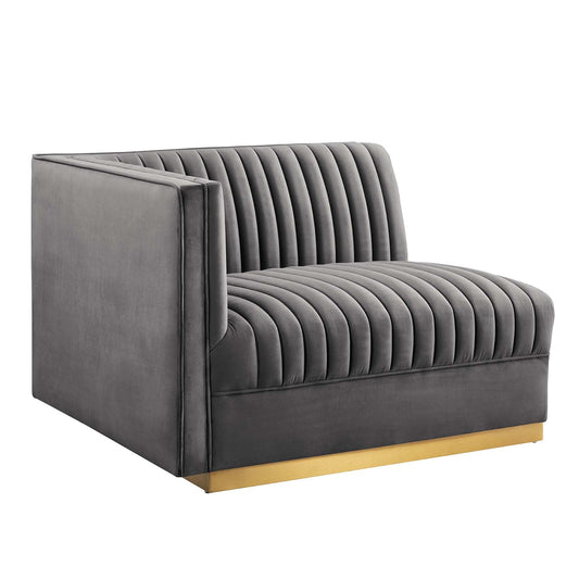 Sanguine Channel Tufted Performance Velvet Modular Sectional Sofa Left-Arm Chair Gray EEI-6031-GRY