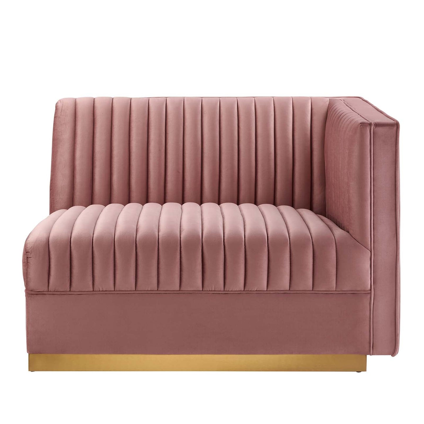 Sanguine Channel Tufted Performance Velvet Modular Sectional Sofa Right-Arm Chair Dusty Rose EEI-6032-DUS