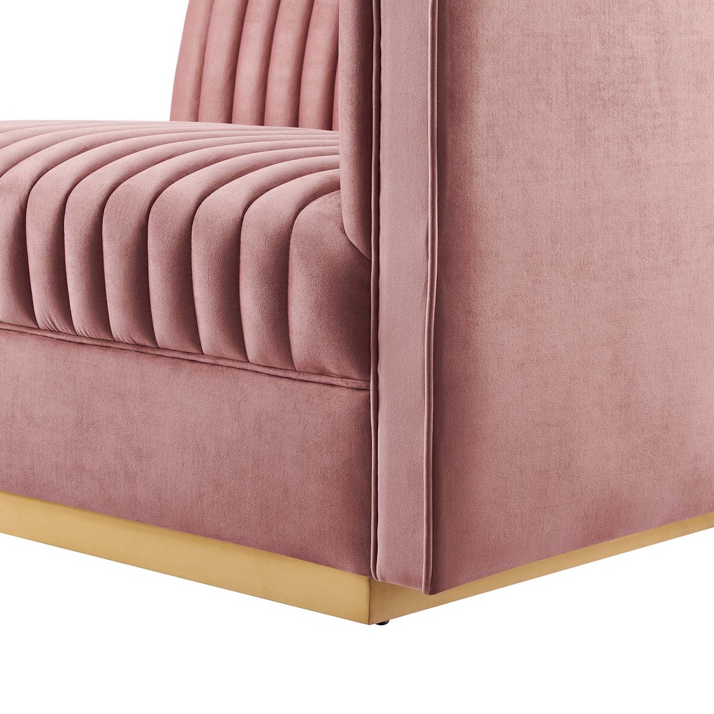 Sanguine Channel Tufted Performance Velvet Modular Sectional Sofa Right-Arm Chair Dusty Rose EEI-6032-DUS