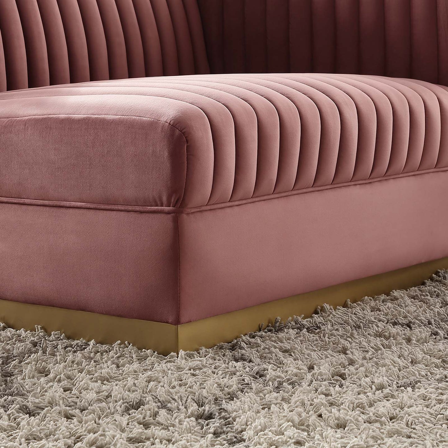 Sanguine Channel Tufted Performance Velvet Modular Sectional Sofa Right-Arm Chair Dusty Rose EEI-6032-DUS