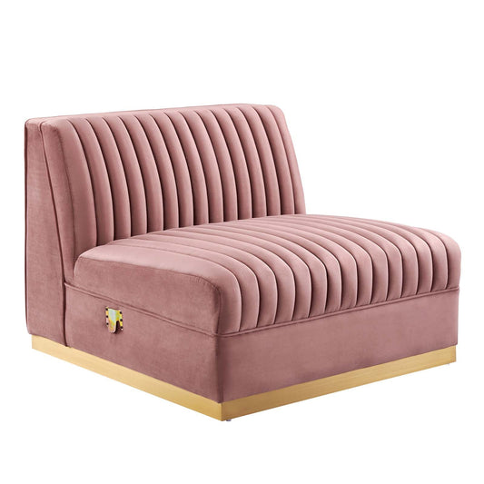 Sanguine Channel Tufted Performance Velvet Modular Sectional Sofa Armless Chair Dusty Rose EEI-6033-DUS