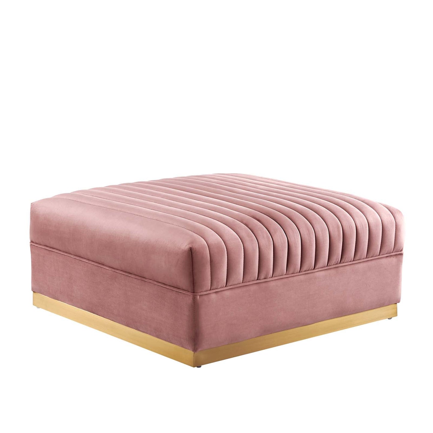 Sanguine Channel Tufted Performance Velvet Modular Sectional Sofa Ottoman Dusty Rose EEI-6036-DUS