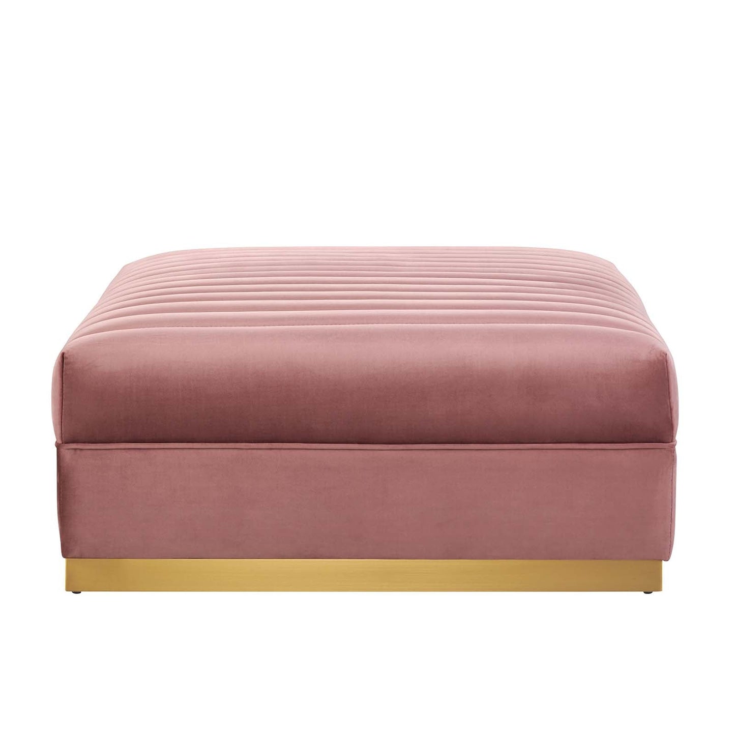 Sanguine Channel Tufted Performance Velvet Modular Sectional Sofa Ottoman Dusty Rose EEI-6036-DUS