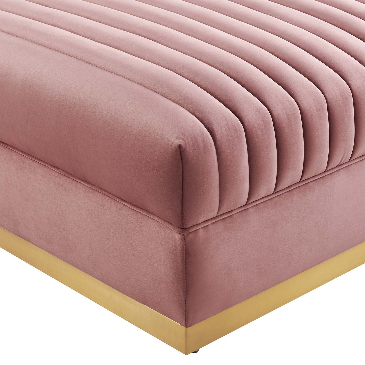 Sanguine Channel Tufted Performance Velvet Modular Sectional Sofa Ottoman Dusty Rose EEI-6036-DUS