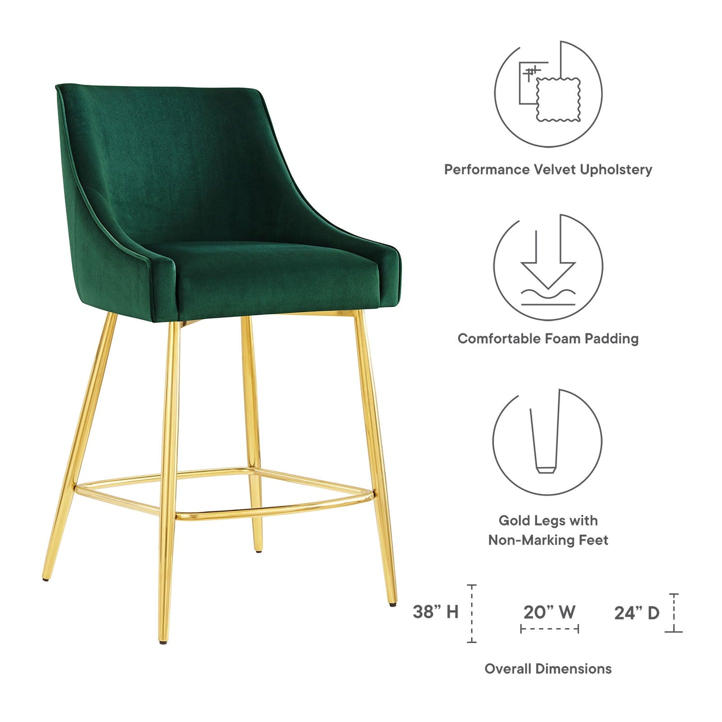 Discern Counter Stools - Set of 2 Green EEI-6038-GRN