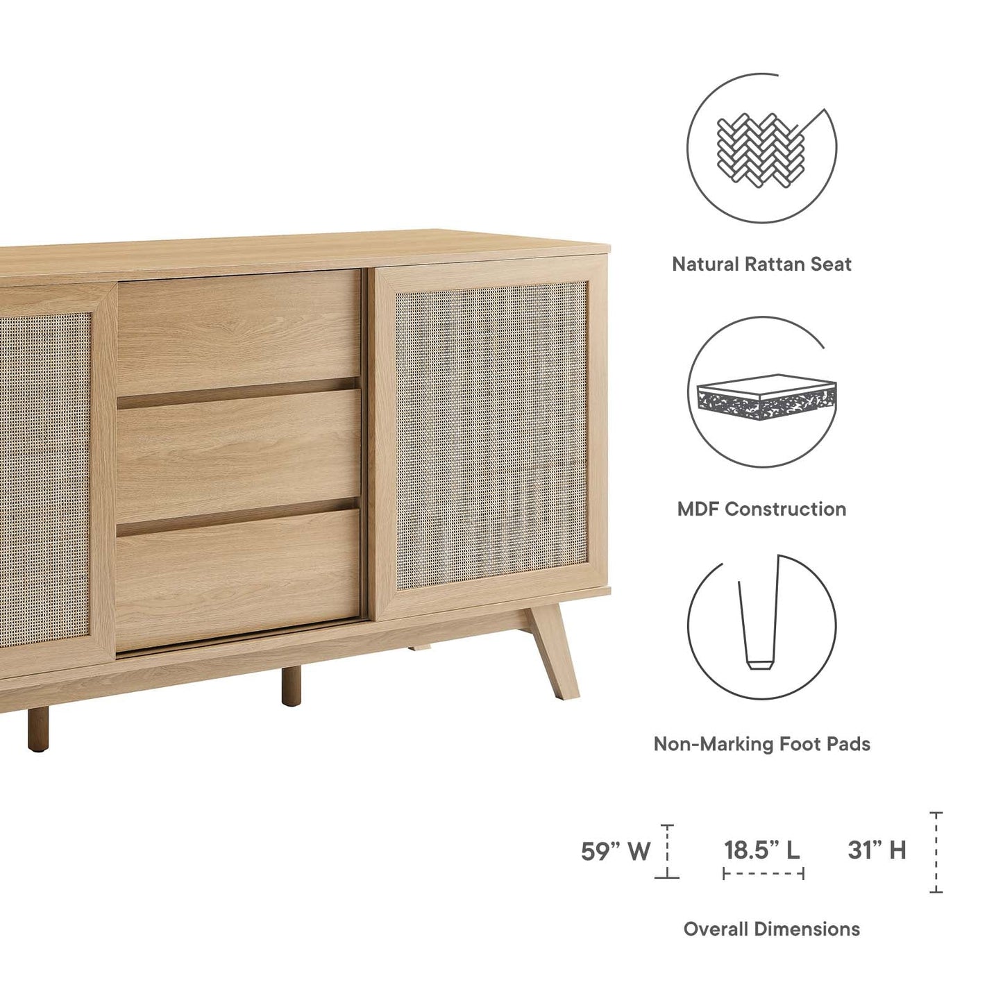 Soma 59" Sideboard Oak EEI-6043-OAK