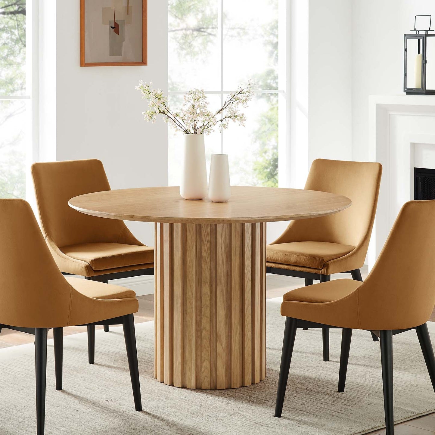 Senja 47" Round Dining Table Oak EEI-6064-OAK-SET