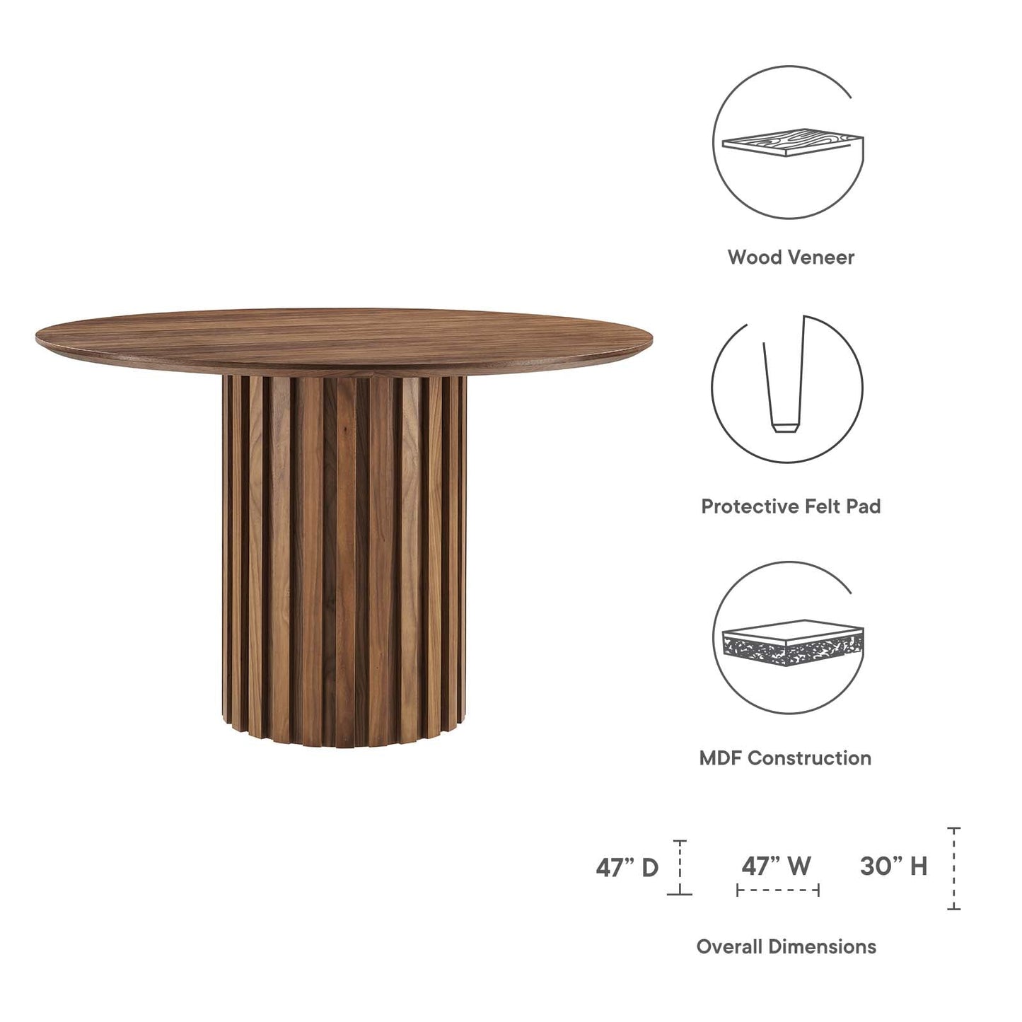 Senja 47" Round Dining Table Walnut EEI-6064-WAL-SET