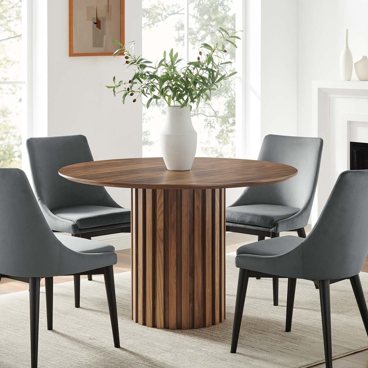 Senja 47" Round Dining Table Walnut EEI-6064-WAL-SET