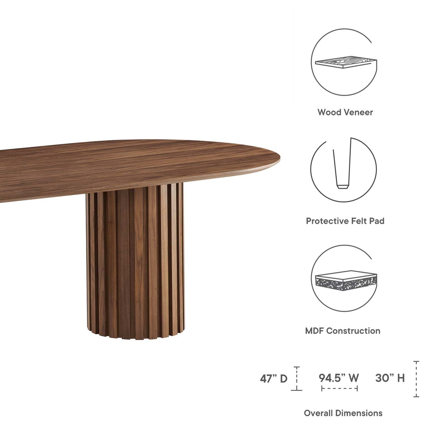 Senja 95" Oval Dining Table Walnut EEI-6065-WAL-SET