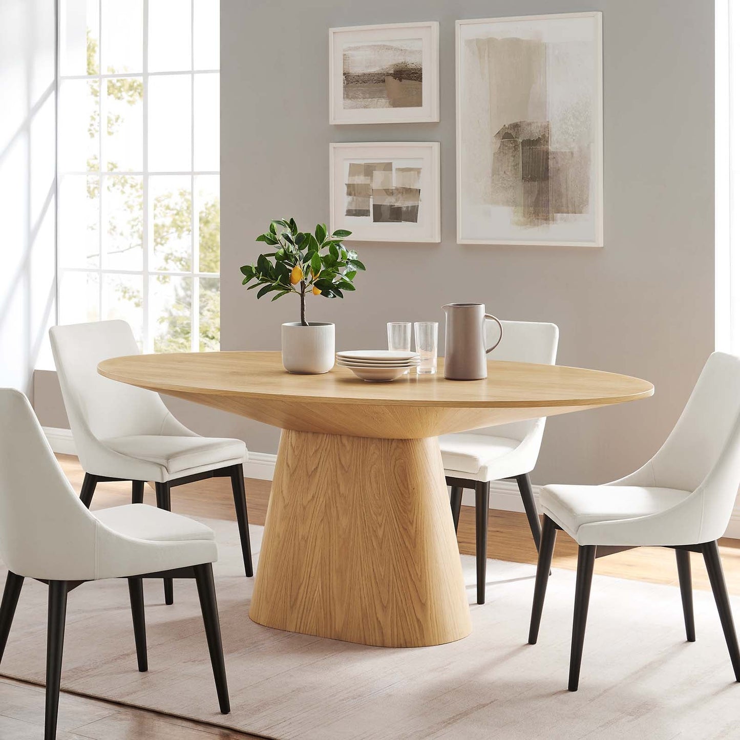 Provision 75" Oval Dining Table Oak EEI-6066-OAK-SET