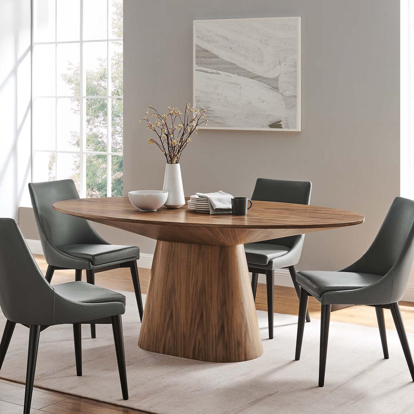 Provision 75" Oval Dining Table Walnut EEI-6066-WAL-SET