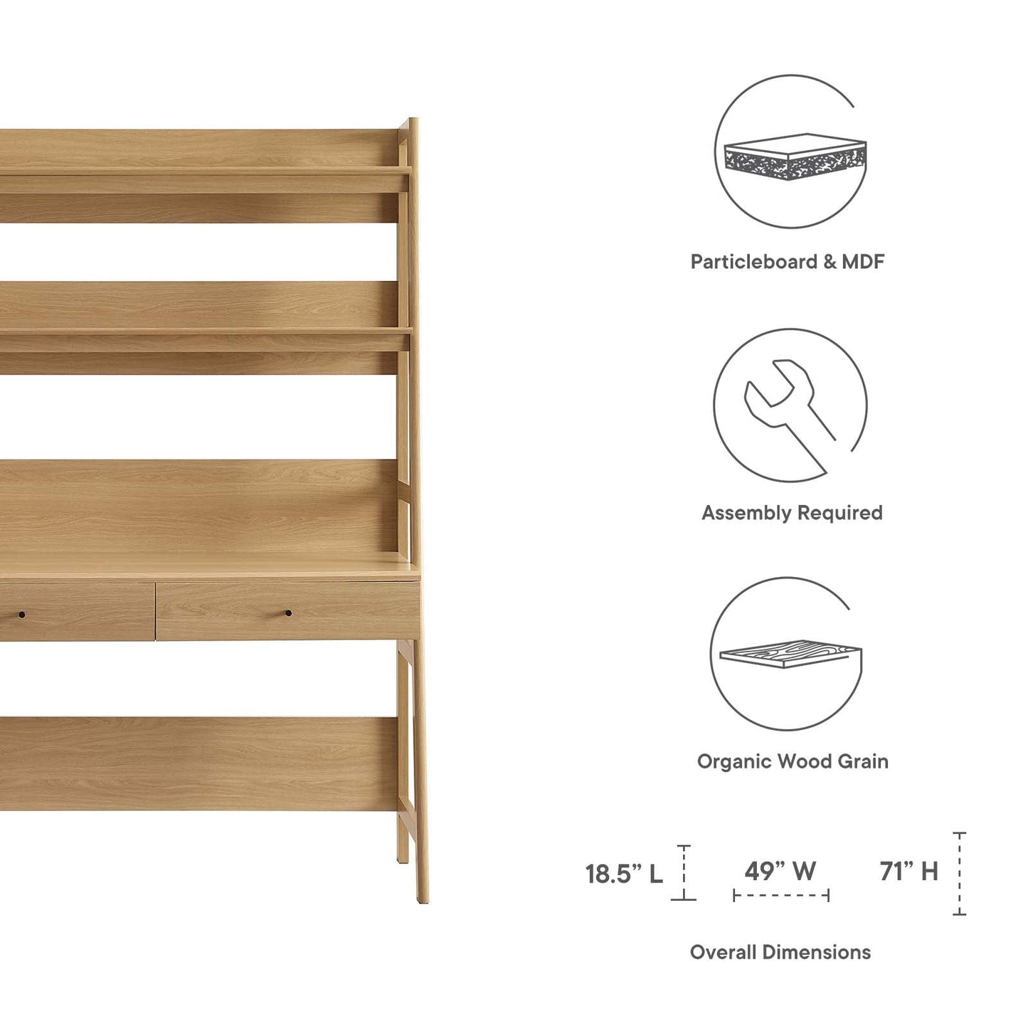 Bixby Office Desk Oak EEI-6073-OAK