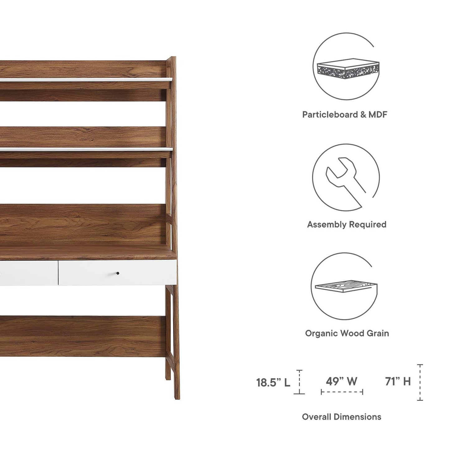 Bixby Office Desk Walnut White EEI-6073-WAL-WHI