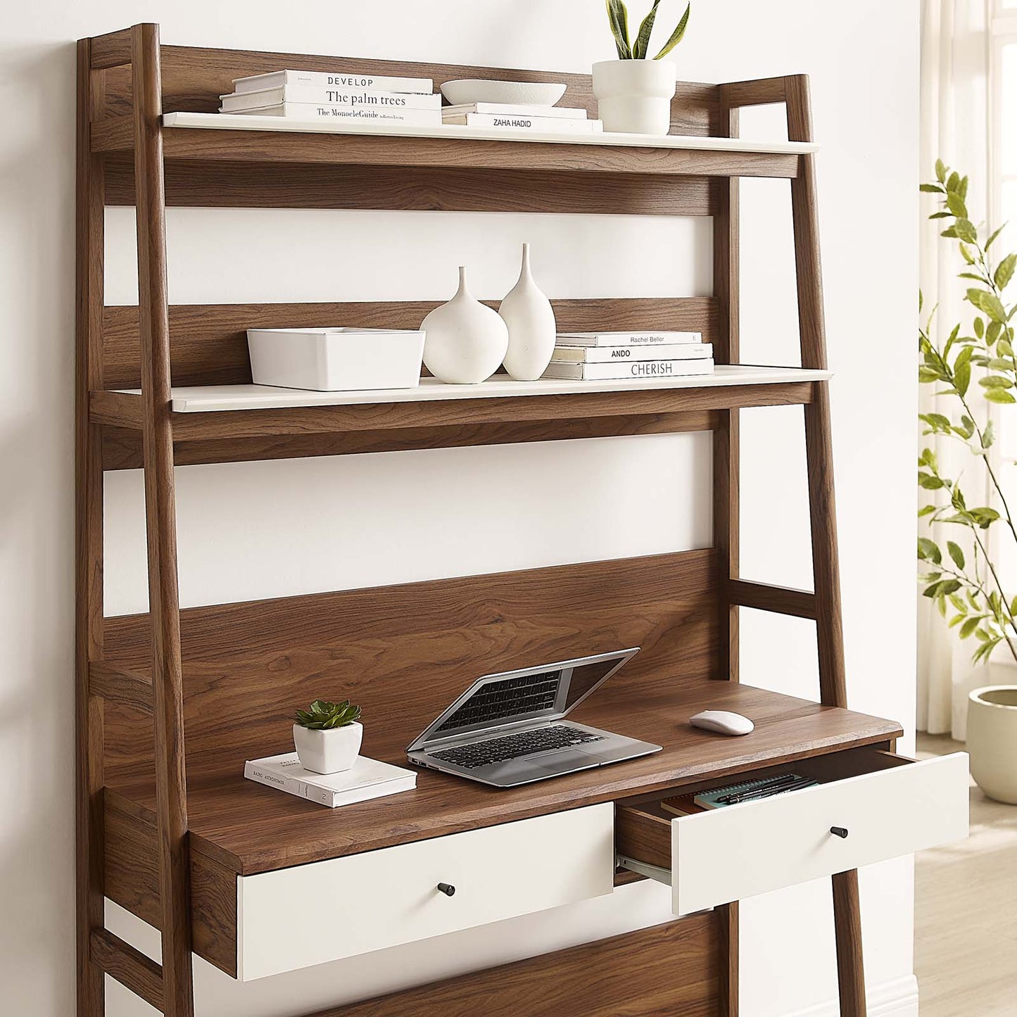 Bixby Office Desk Walnut White EEI-6073-WAL-WHI