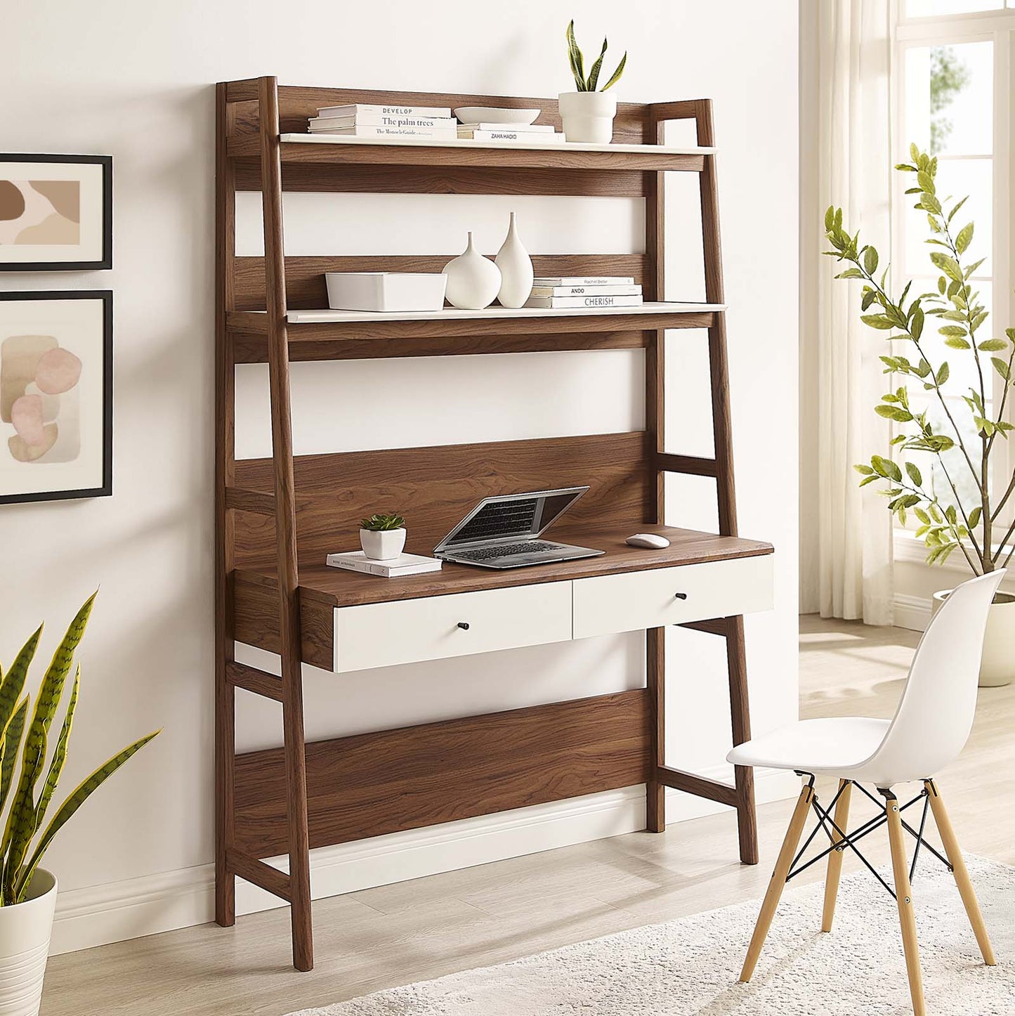 Bixby Office Desk Walnut White EEI-6073-WAL-WHI