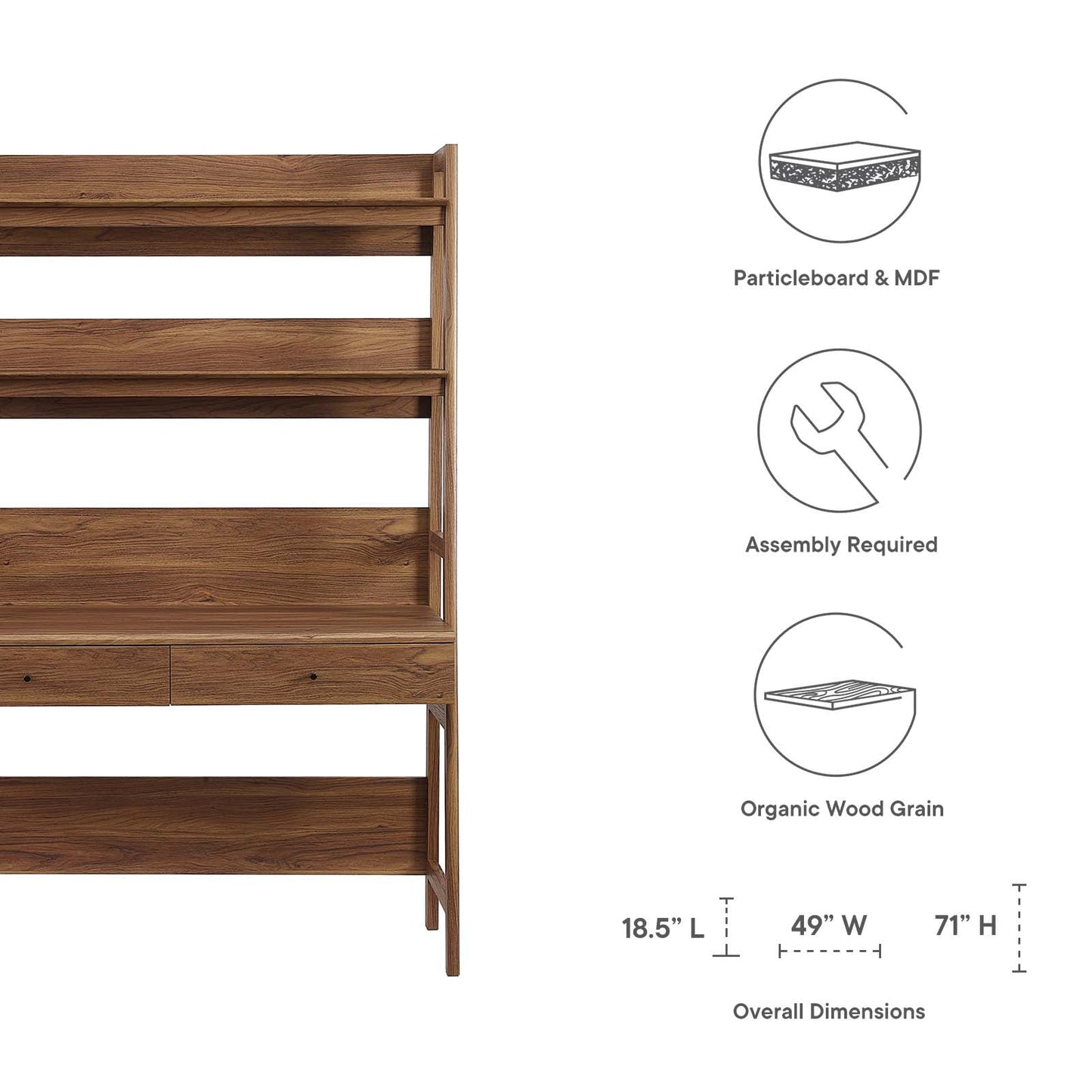 Bixby Office Desk Walnut EEI-6073-WAL