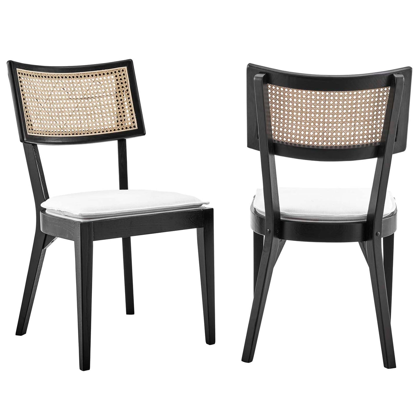 Caledonia Wood Dining Chair Set of 2 Black White EEI-6080-BLK-WHI