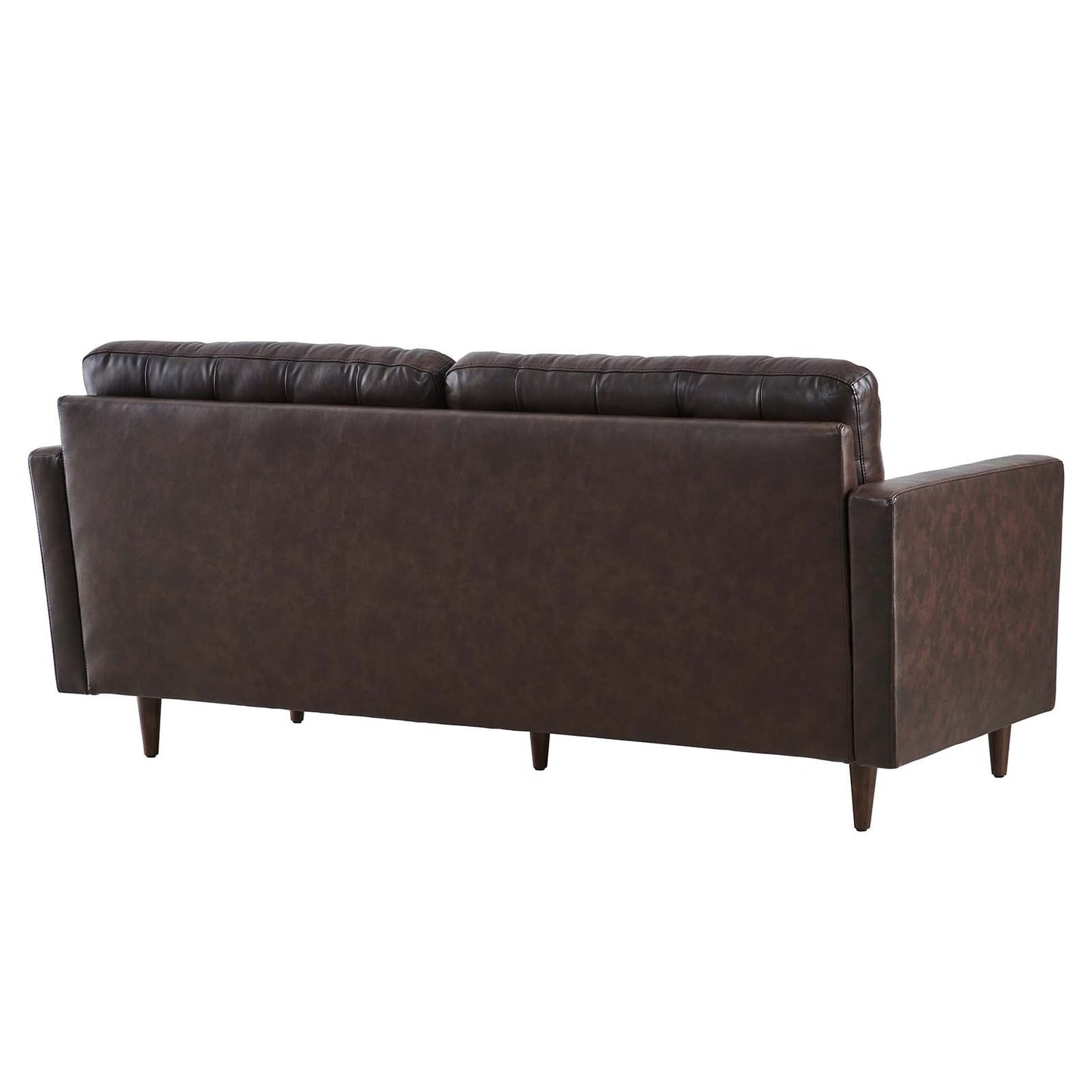 Exalt Tufted Vegan Leather Sofa Brown EEI-6099-BRN