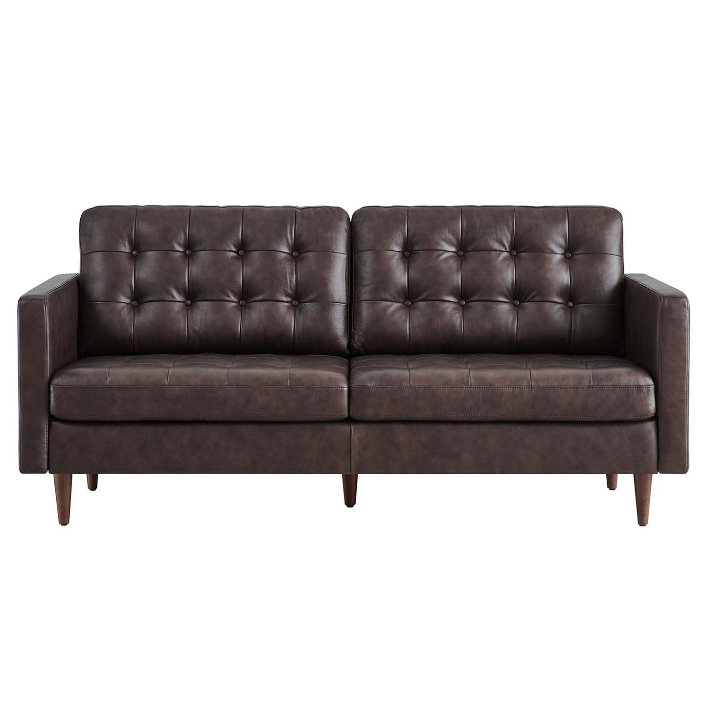 Exalt Tufted Vegan Leather Sofa Brown EEI-6099-BRN