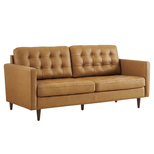 Exalt Tufted Vegan Leather Sofa Tan EEI-6099-TAN