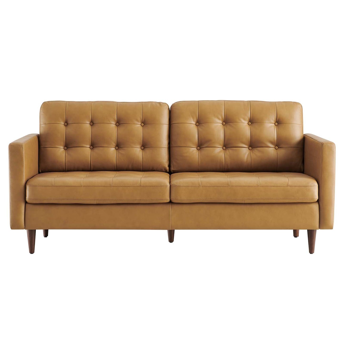 Exalt Tufted Vegan Leather Sofa Tan EEI-6099-TAN