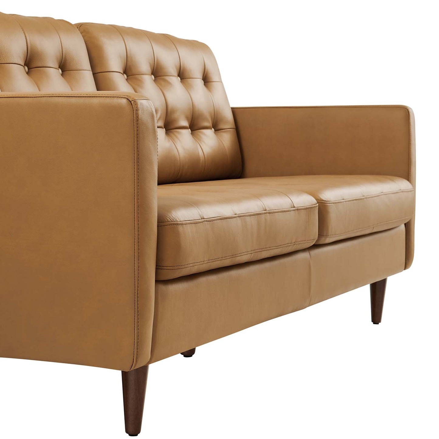 Exalt Tufted Vegan Leather Sofa Tan EEI-6099-TAN