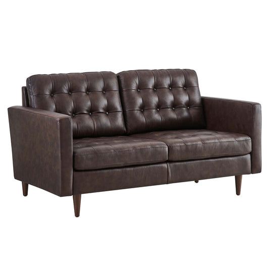 Exalt Tufted Vegan Leather Loveseat Brown EEI-6100-BRN