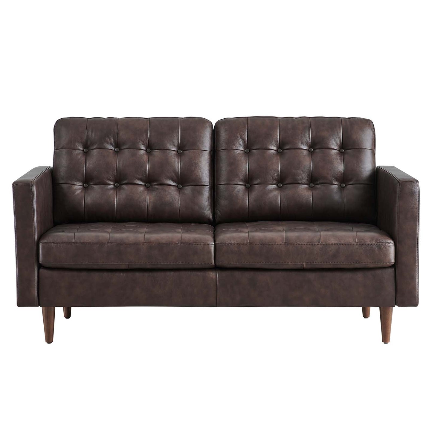 Exalt Tufted Vegan Leather Loveseat Brown EEI-6100-BRN