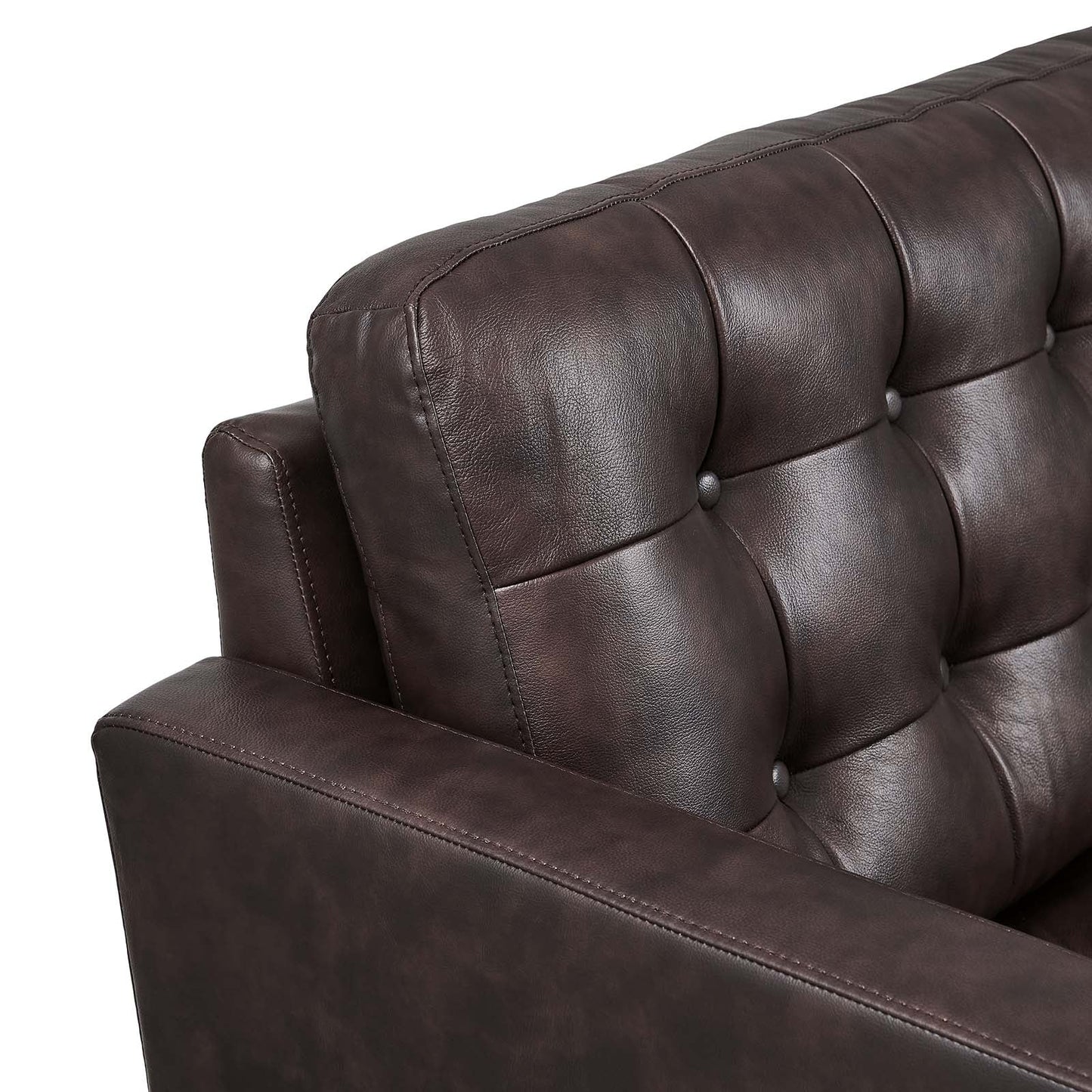 Exalt Tufted Vegan Leather Loveseat Brown EEI-6100-BRN