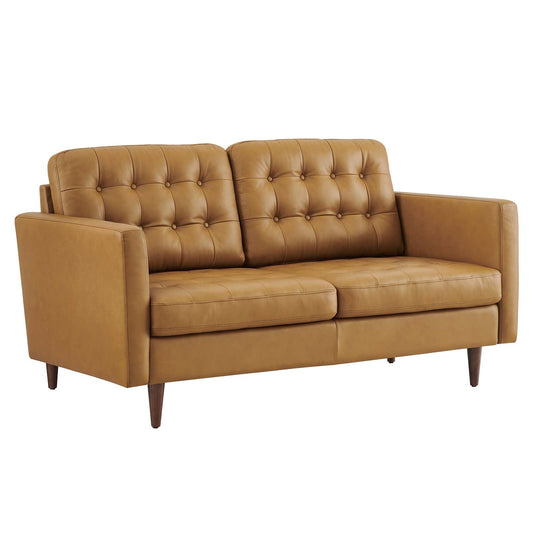 Exalt Tufted Vegan Leather Loveseat Tan EEI-6100-TAN