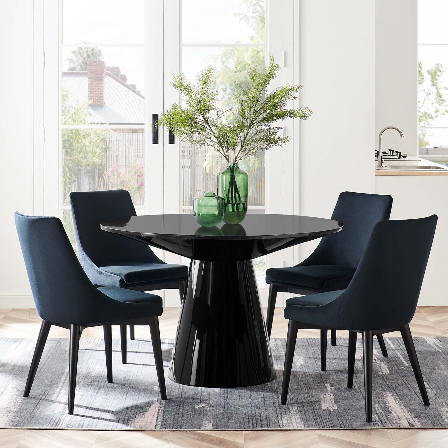 Provision 47" Round Dining Table Black EEI-6101-BLK