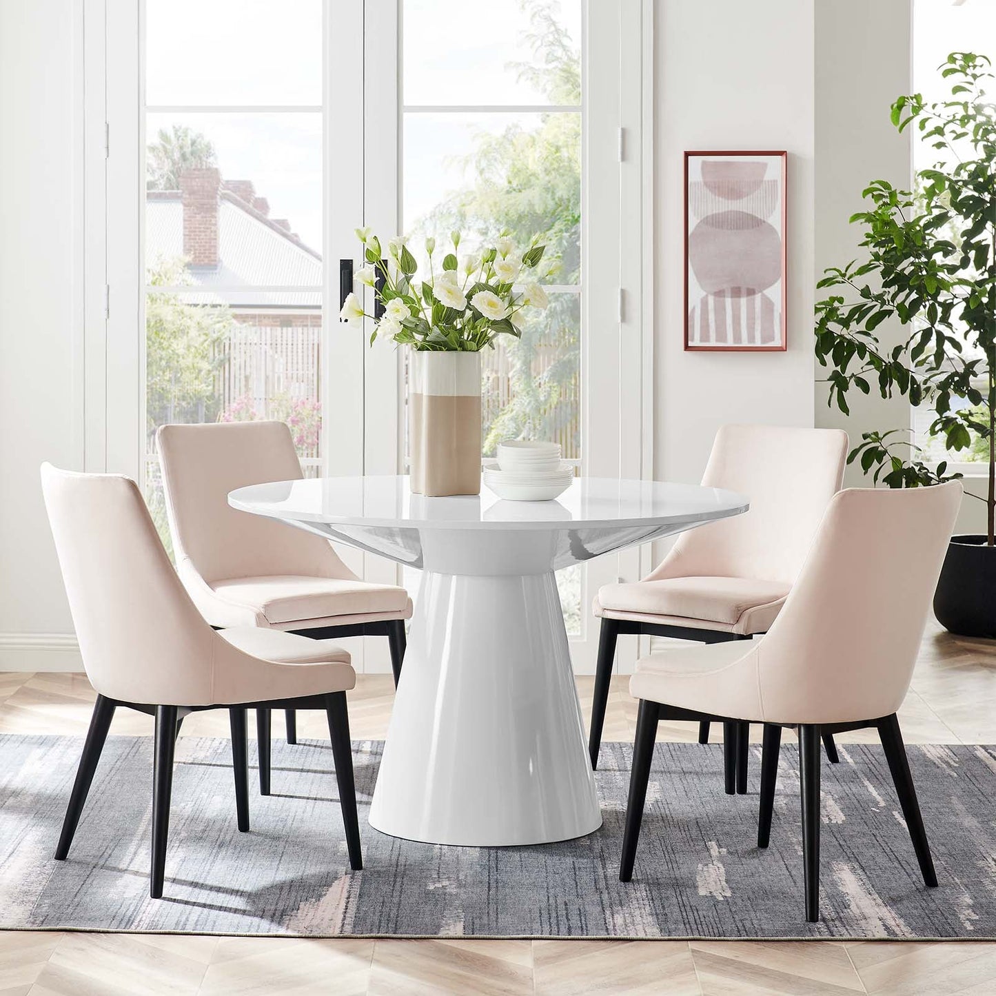 Provision 47" Round Dining Table White EEI-6101-WHI