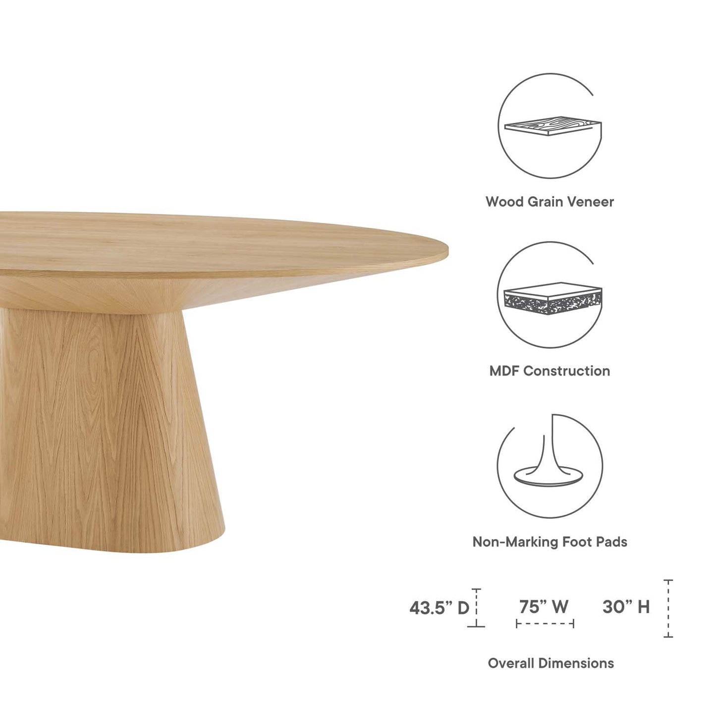 Provision 47" Round Dining Table Oak EEI-6102-OAK