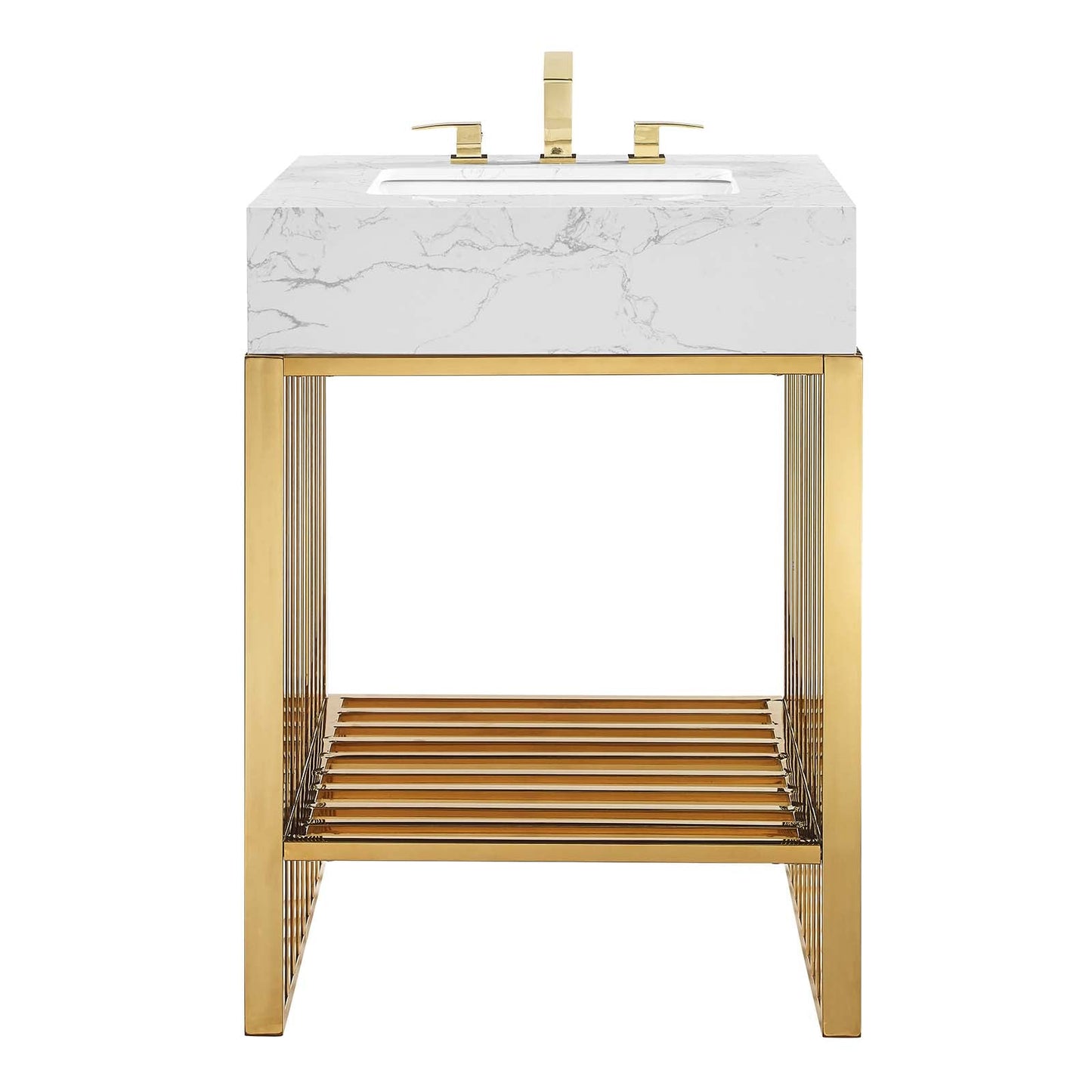 Gridiron 24" Bathroom Vanity White Gold EEI-6103-WHI-GLD