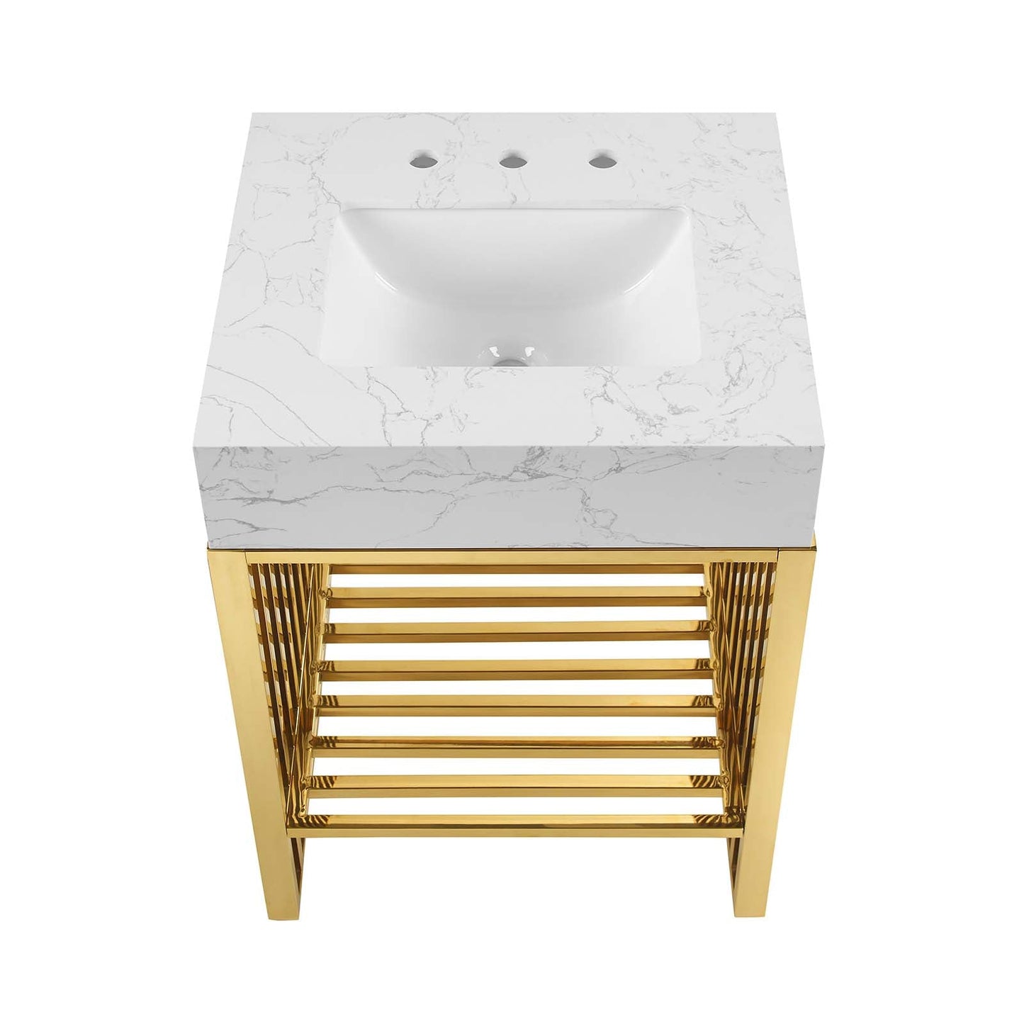 Gridiron 24" Bathroom Vanity White Gold EEI-6103-WHI-GLD