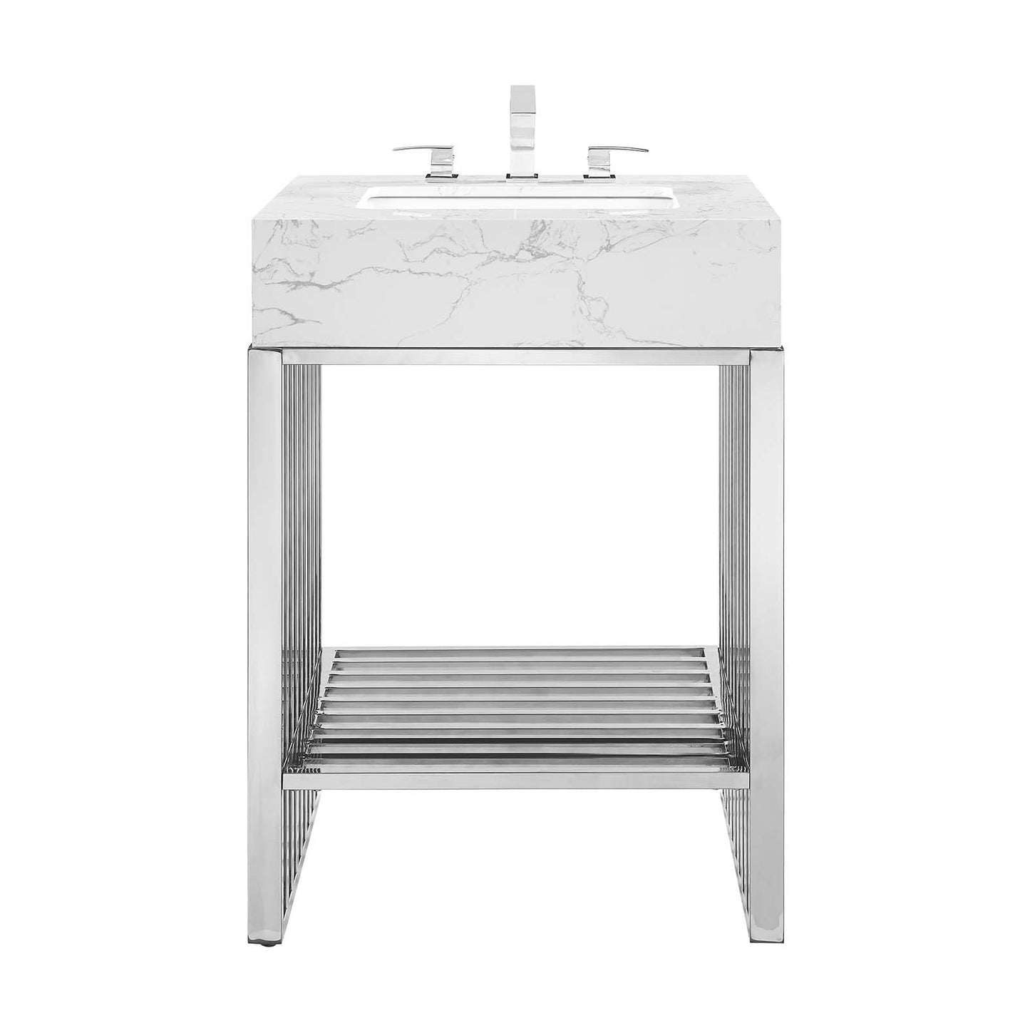 Gridiron 24" Bathroom Vanity White Silver EEI-6103-WHI-SLV