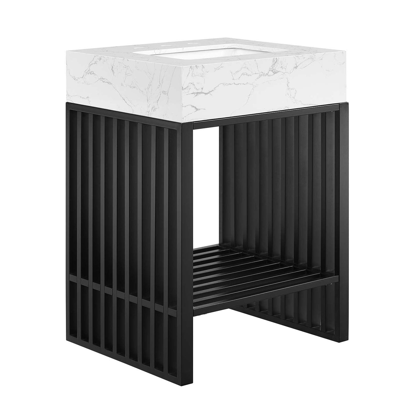 Gridiron 24" Bathroom Vanity White Black EEI-6104-WHI-BLK