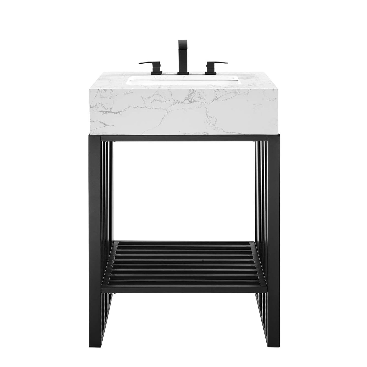 Gridiron 24" Bathroom Vanity White Black EEI-6104-WHI-BLK