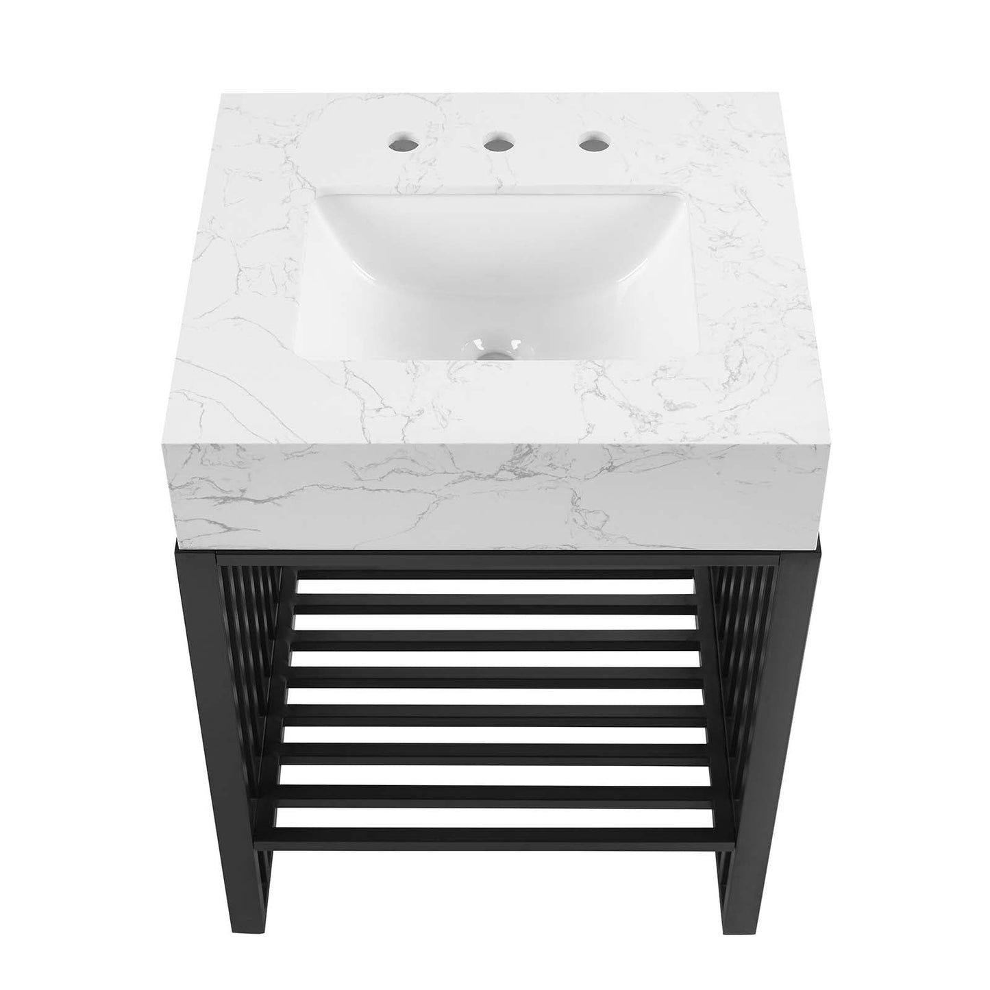 Gridiron 24" Bathroom Vanity White Black EEI-6104-WHI-BLK