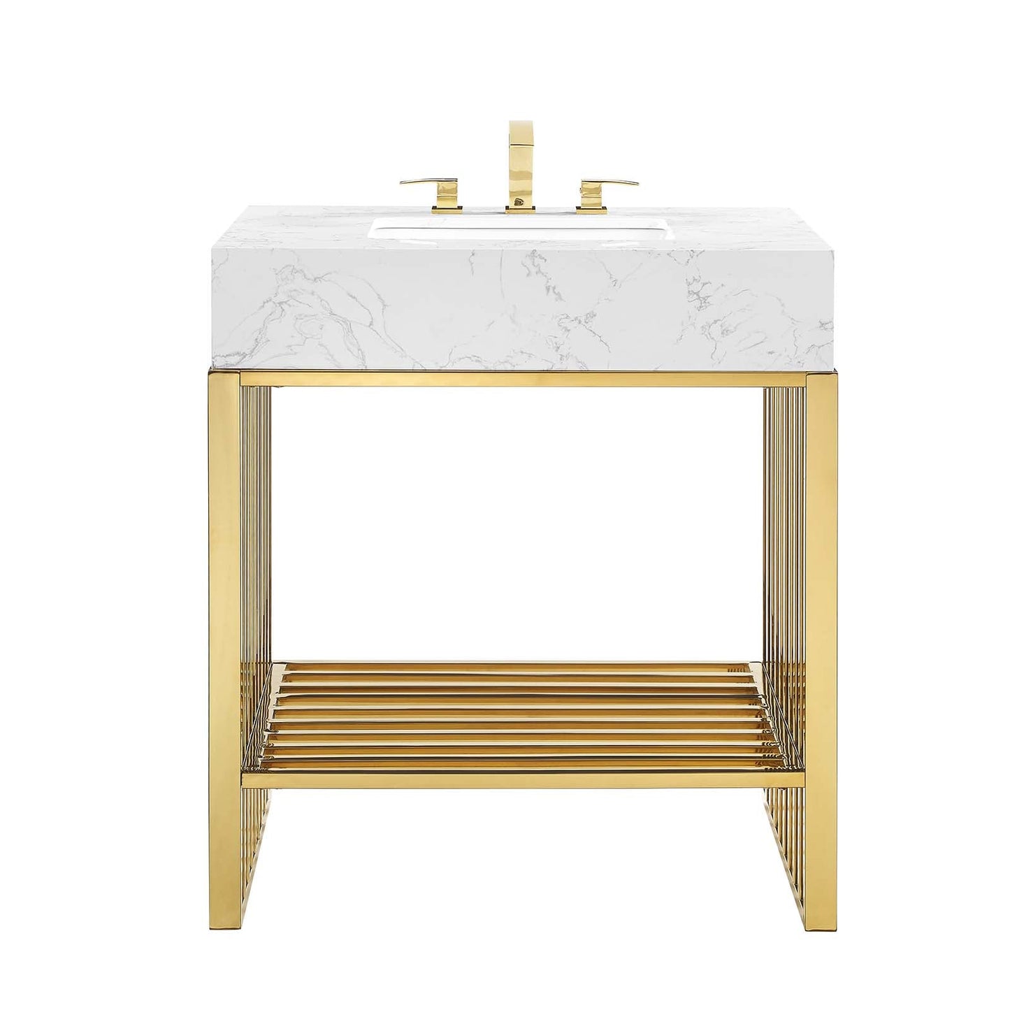 Gridiron 30" Bathroom Vanity White Gold EEI-6105-WHI-GLD