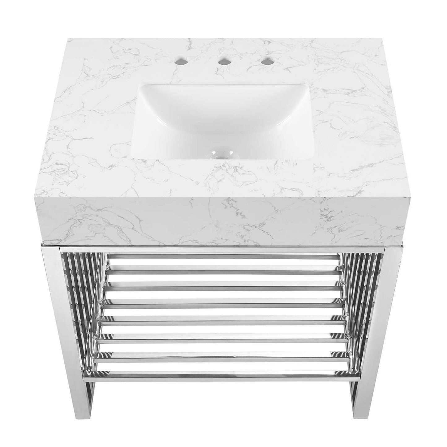 Gridiron 30" Bathroom Vanity White Silver EEI-6105-WHI-SLV