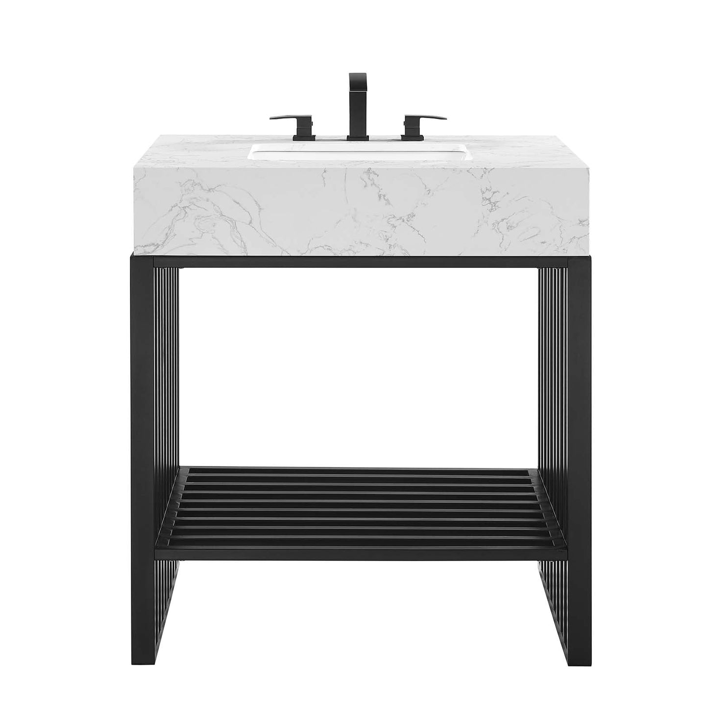 Gridiron 30" Bathroom Vanity White Black EEI-6106-WHI-BLK