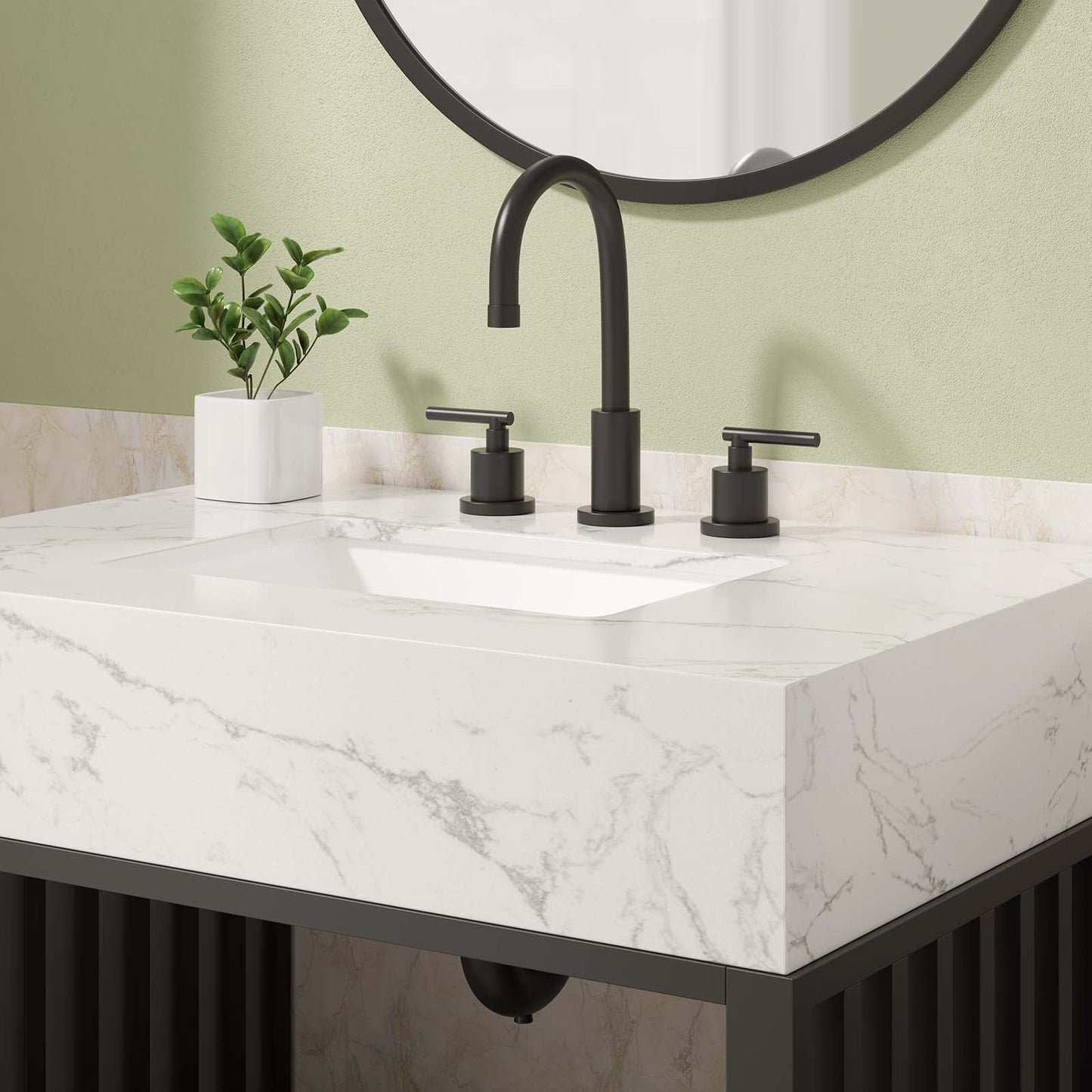 Gridiron 30" Bathroom Vanity White Black EEI-6106-WHI-BLK