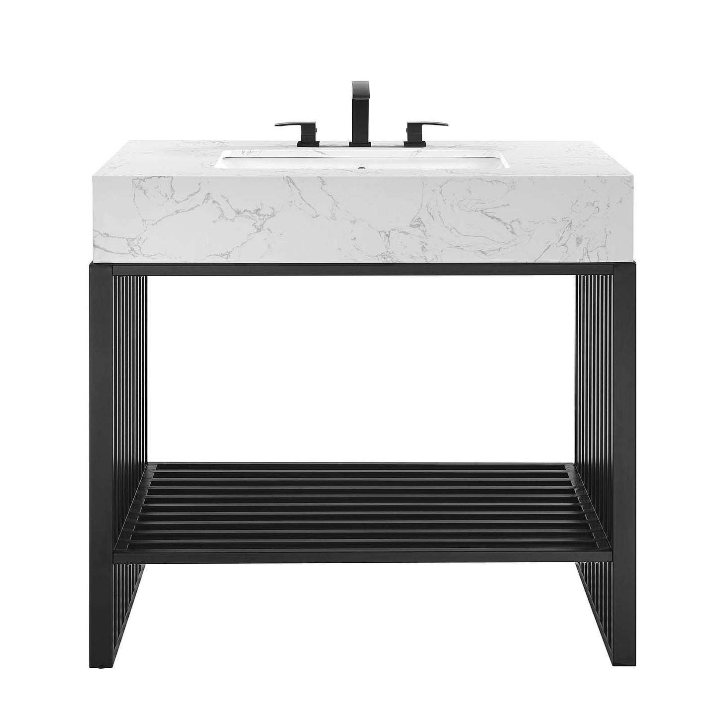 Gridiron 36" Bathroom Vanity White Black EEI-6108-WHI-BLK