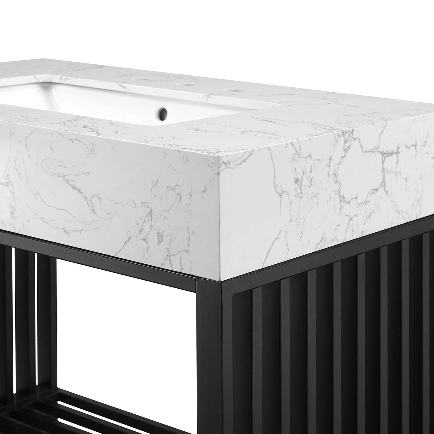 Gridiron 36" Bathroom Vanity White Black EEI-6108-WHI-BLK